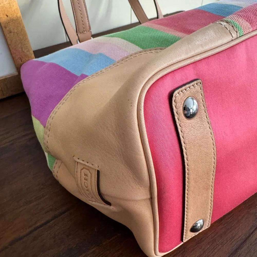 Coach Legacy Hampton Multicolored Stripe Canvas Medium Tote NWT